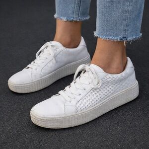 Steve Madden White Perforated Sneakers
